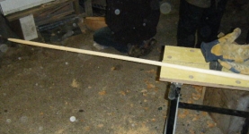Stephen's mast during the rasping of it into a tapered shape. Photo: SR